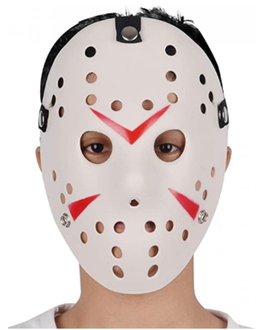 Beyaz Renk Kırmızı Çizgili Tam Yüz Hokey Jason Maskesi Hannibal Maskesi