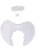 Beyaz Renkli Orta Çocuk Boy Melek Kanadı ve Tacı 50x35 cm