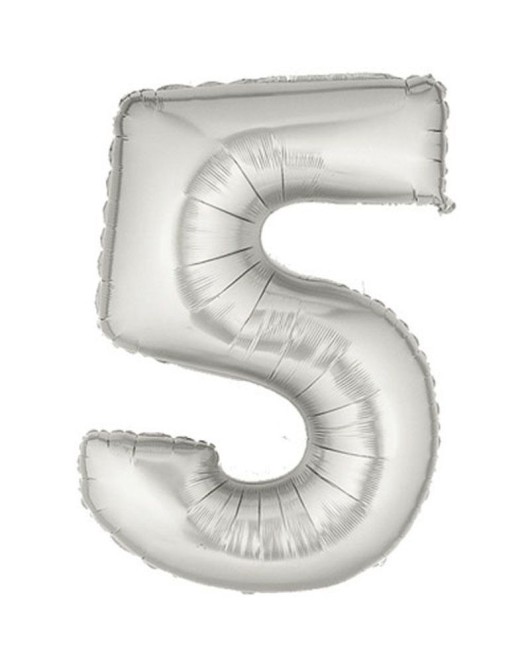 Şekilli Supershape Silver Rakam Folyo Balon 5 Numara